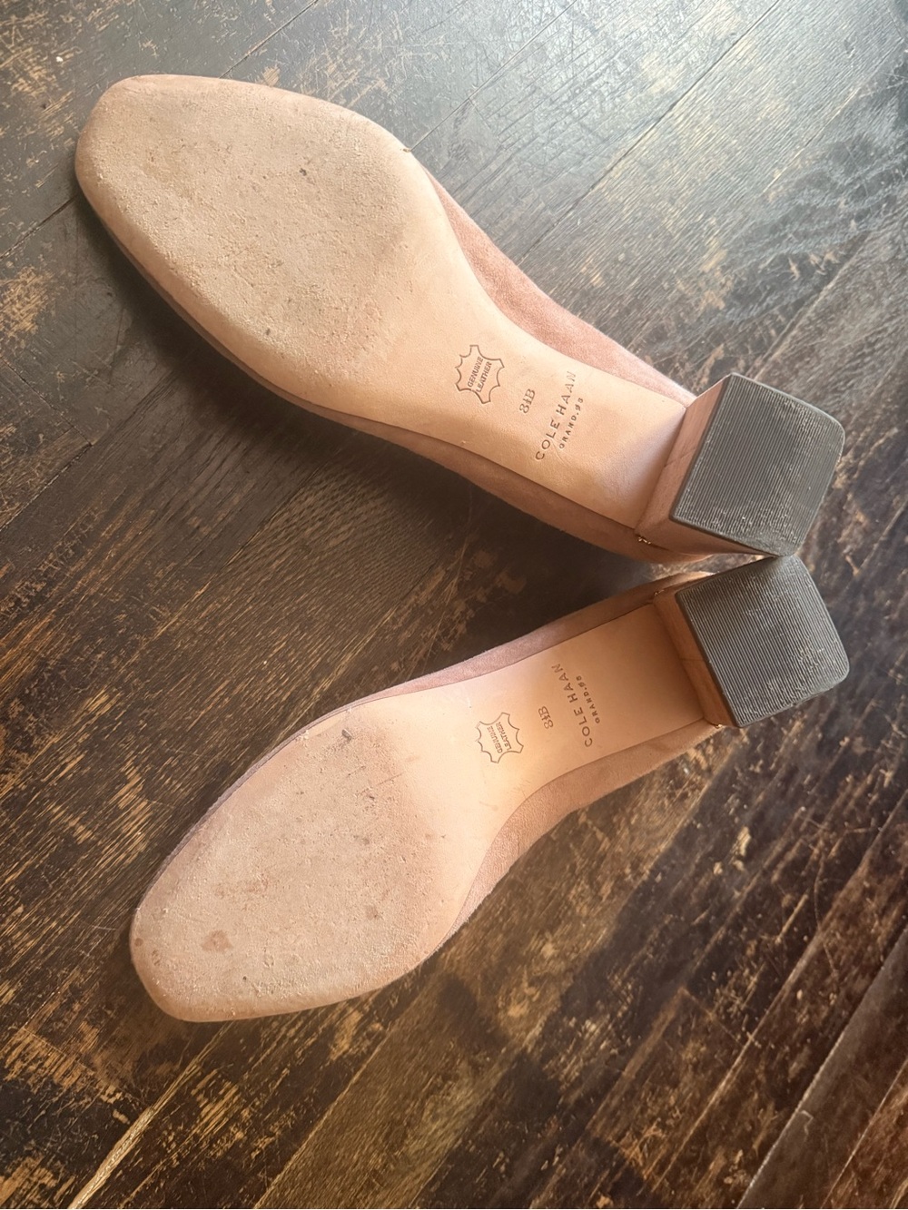 Cole Haan Blush Suede Block Heel Pumps - Picture 3 of 4